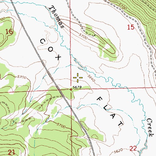 Topographic Map of Cox Flat, OR