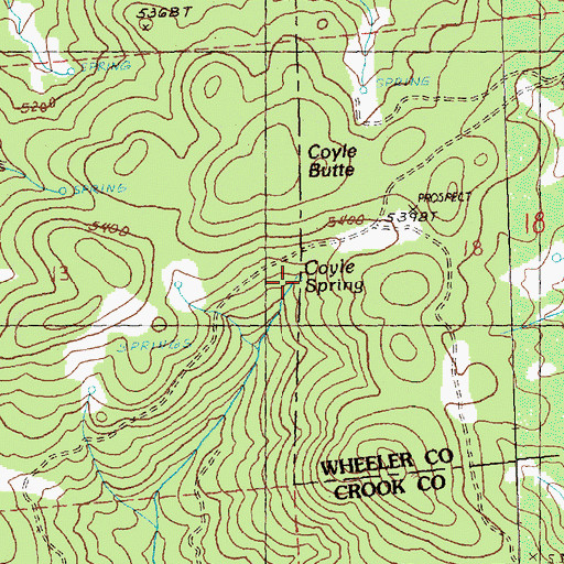 Topographic Map of Coyle Spring, OR