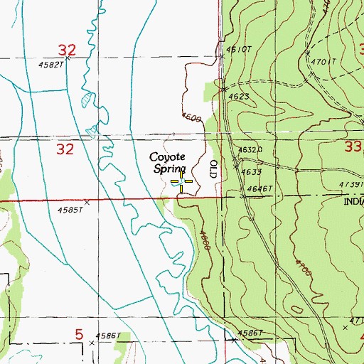 Topographic Map of Coyote Spring, OR