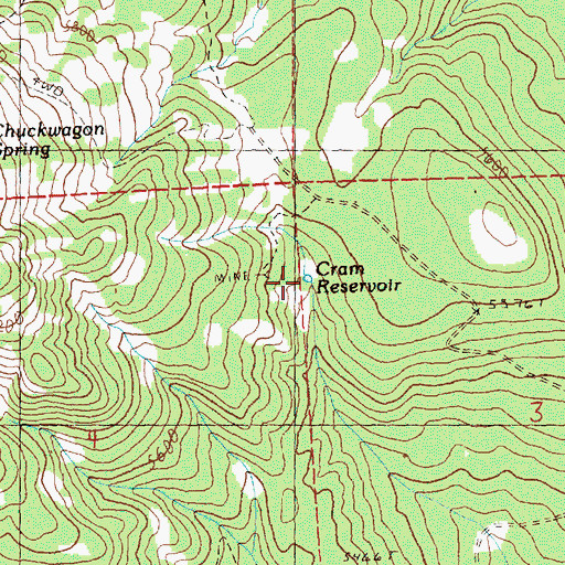 Topographic Map of Cram Reservoir, OR