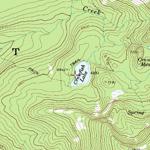 Topographic Map of Crawfish Lake, OR