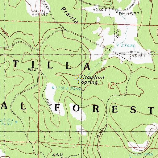 Topographic Map of Crawford Spring, OR