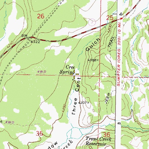 Topographic Map of Cree Spring, OR