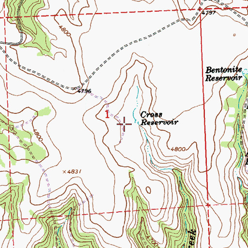 Topographic Map of Cross Reservoir, OR