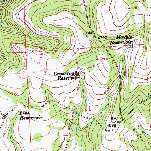 Topographic Map of Crossroads Reservoir, OR