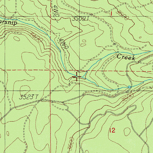 Topographic Map of Cur Creek, OR