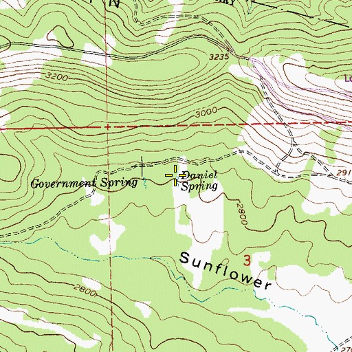 Topographic Map of Daniel Spring, OR