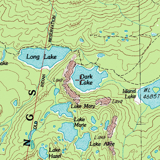 Topographic Map of Dark Lake, OR