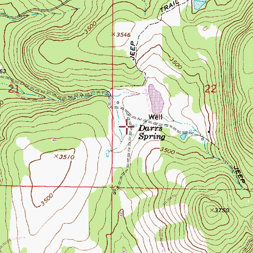Topographic Map of Darrs Spring, OR