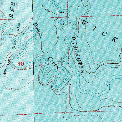 Topographic Map of Davis Creek, OR