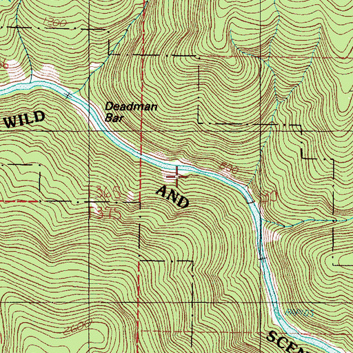Topographic Map of Deadman Bar, OR