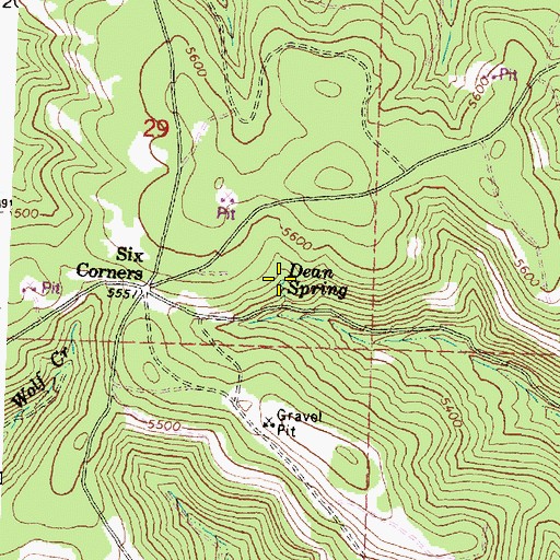 Topographic Map of Dean Spring, OR