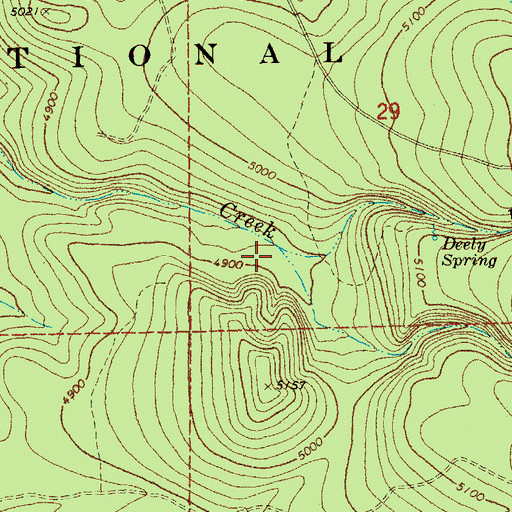 Topographic Map of Deely Creek, OR