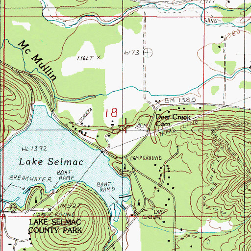 Topographic Map of Deer Creek Cemetery, OR