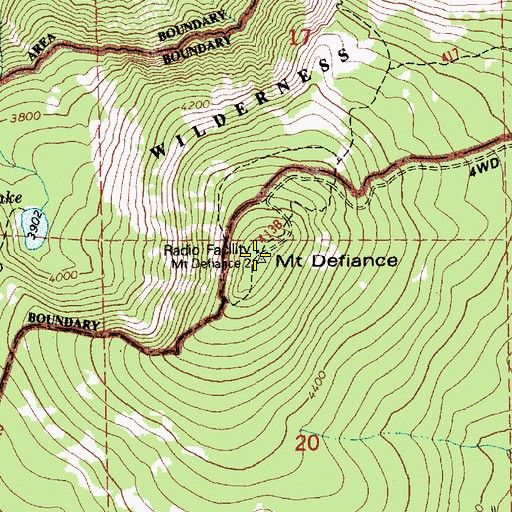 Topographic Map of Mount Defiance, OR