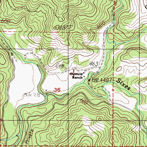 Topographic Map of Dement Ranch, OR