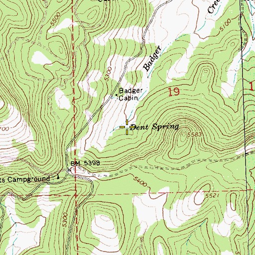 Topographic Map of Dent Spring, OR