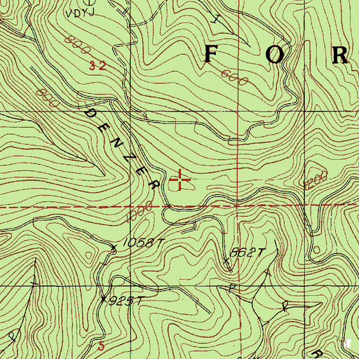 Topographic Map of Denzer Ridge, OR