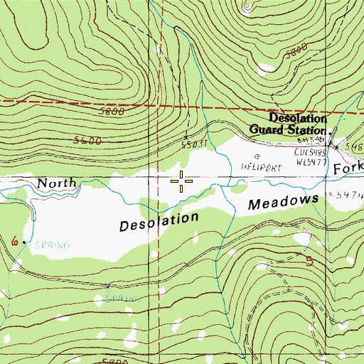 Topographic Map of Desolation Meadows, OR
