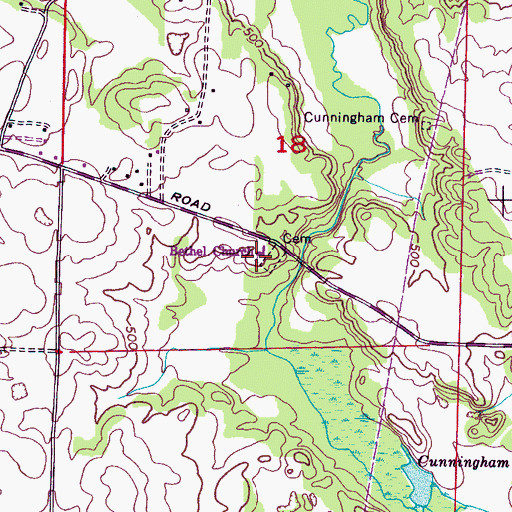 Topographic Map of Bethel School, AL