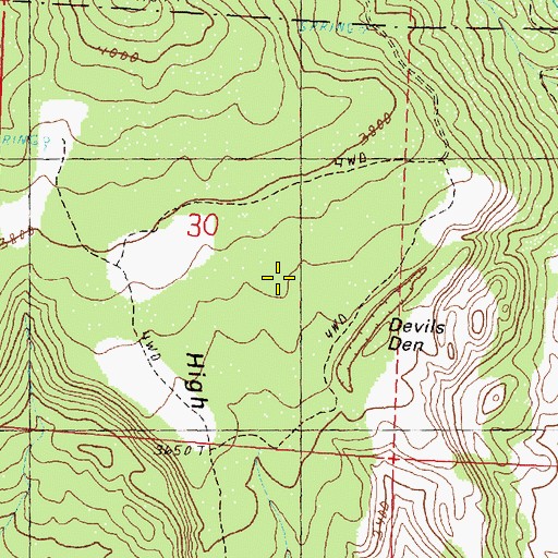 Topographic Map of Devils Den, OR