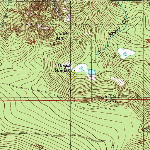 Topographic Map of Devils Garden, OR