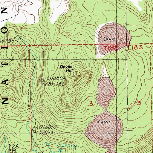 Topographic Map of Devils Hill, OR