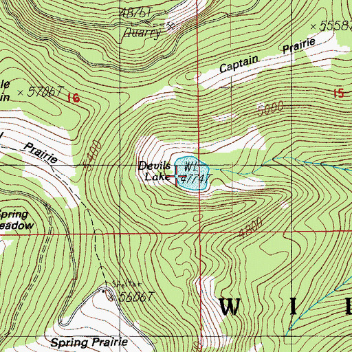 Topographic Map of Devils Lake, OR