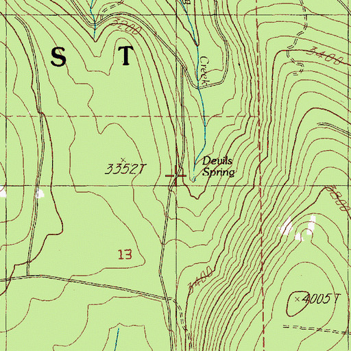Topographic Map of Devils Spring, OR