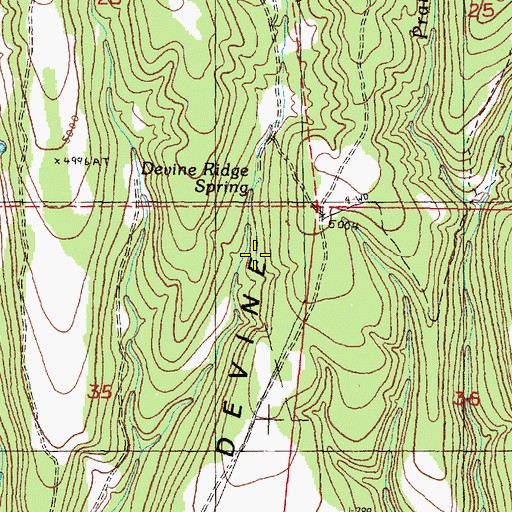 Topographic Map of Devine Ridge Spring, OR