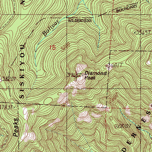 Topographic Map of Diamond Peak, OR