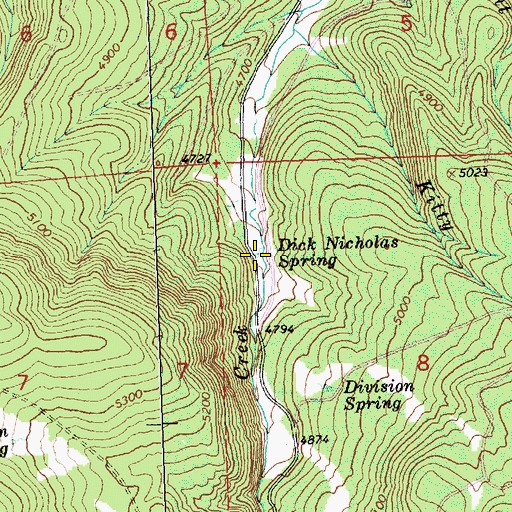 Topographic Map of Dick Nickolas Spring, OR