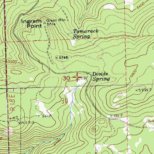 Topographic Map of Divide Spring, OR