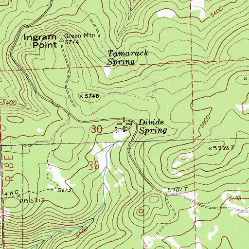 Topographic Map of Divide Spring, OR