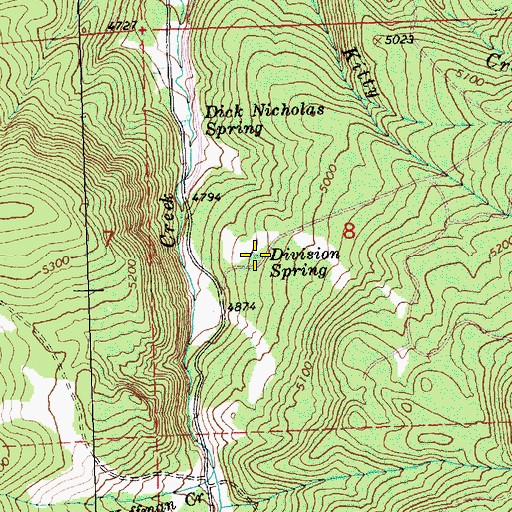 Topographic Map of Division Spring, OR