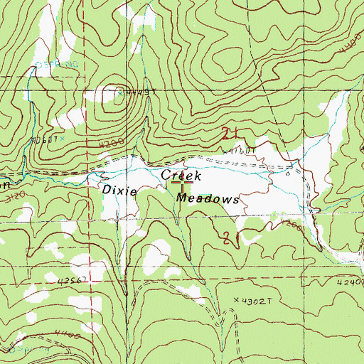 Topographic Map of Dixie Meadows, OR