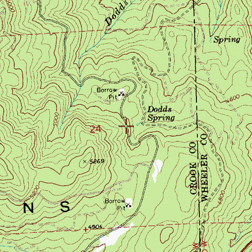 Topographic Map of Dodds Spring, OR