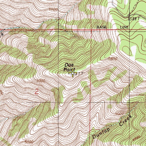 Topographic Map of Doe Point, OR
