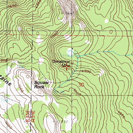 Topographic Map of Donaldson Mine, OR