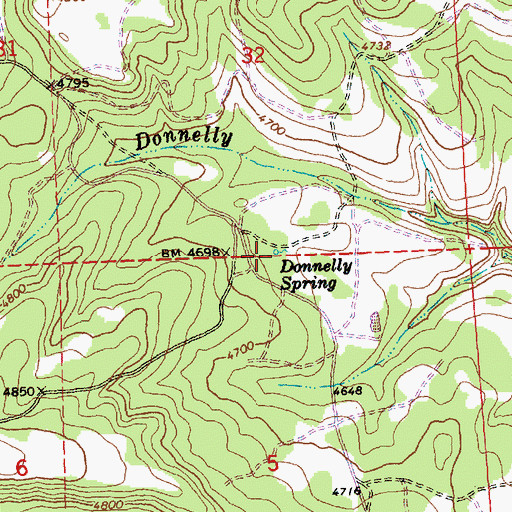 Topographic Map of Donnelly Spring, OR