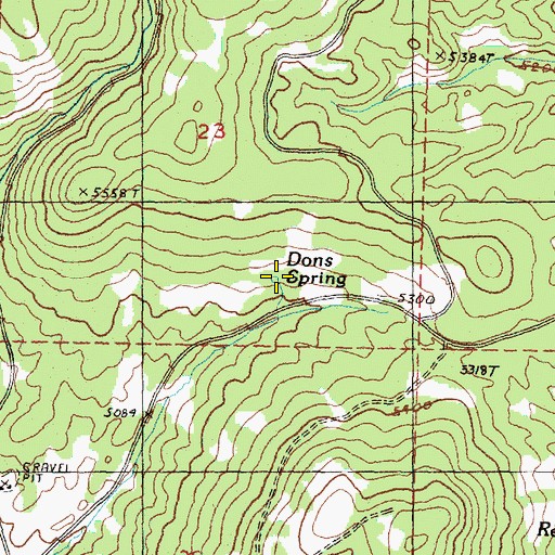 Topographic Map of Dons Spring, OR