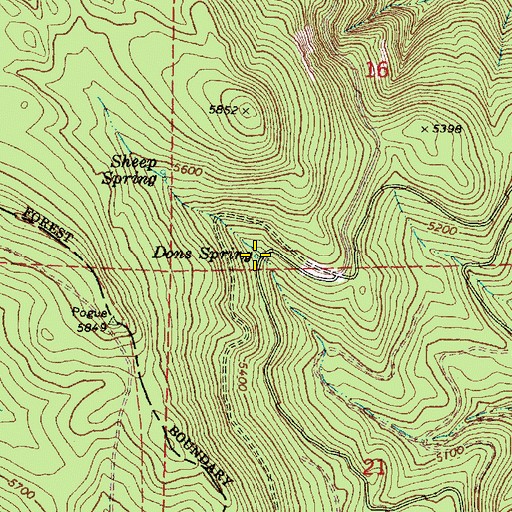 Topographic Map of Dons Spring, OR