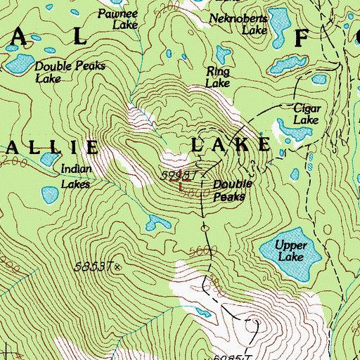 Topographic Map of Double Peaks, OR