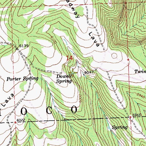 Topographic Map of Dowell Spring, OR