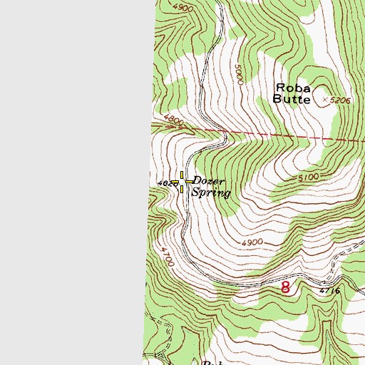 Topographic Map of Dozer Spring, OR