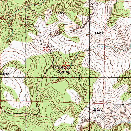 Topographic Map of Driveway Spring, OR