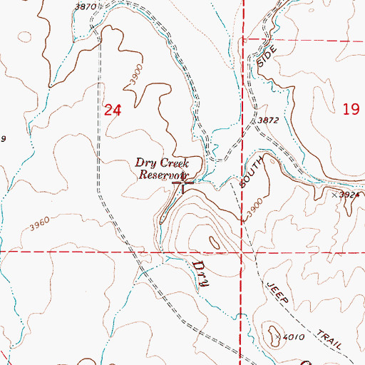 Topographic Map of Dry Creek Reservoir, OR