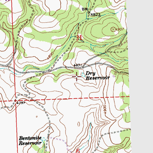 Topographic Map of Dry Reservoir, OR