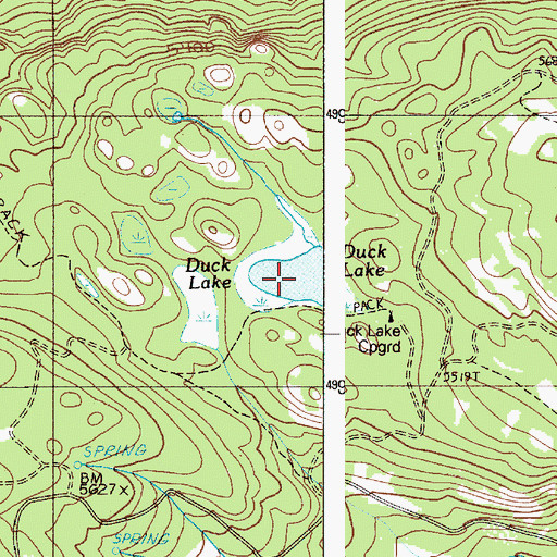 Topographic Map of Duck Lake, OR