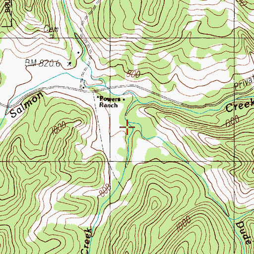 Topographic Map of Dude Creek, OR